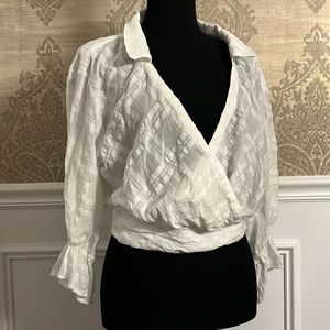 Anthropologie | white wrap blouse Size Small